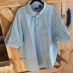 VanHeusen, two tone cream, Checkered Button Down, Short Sleeve, 4XL